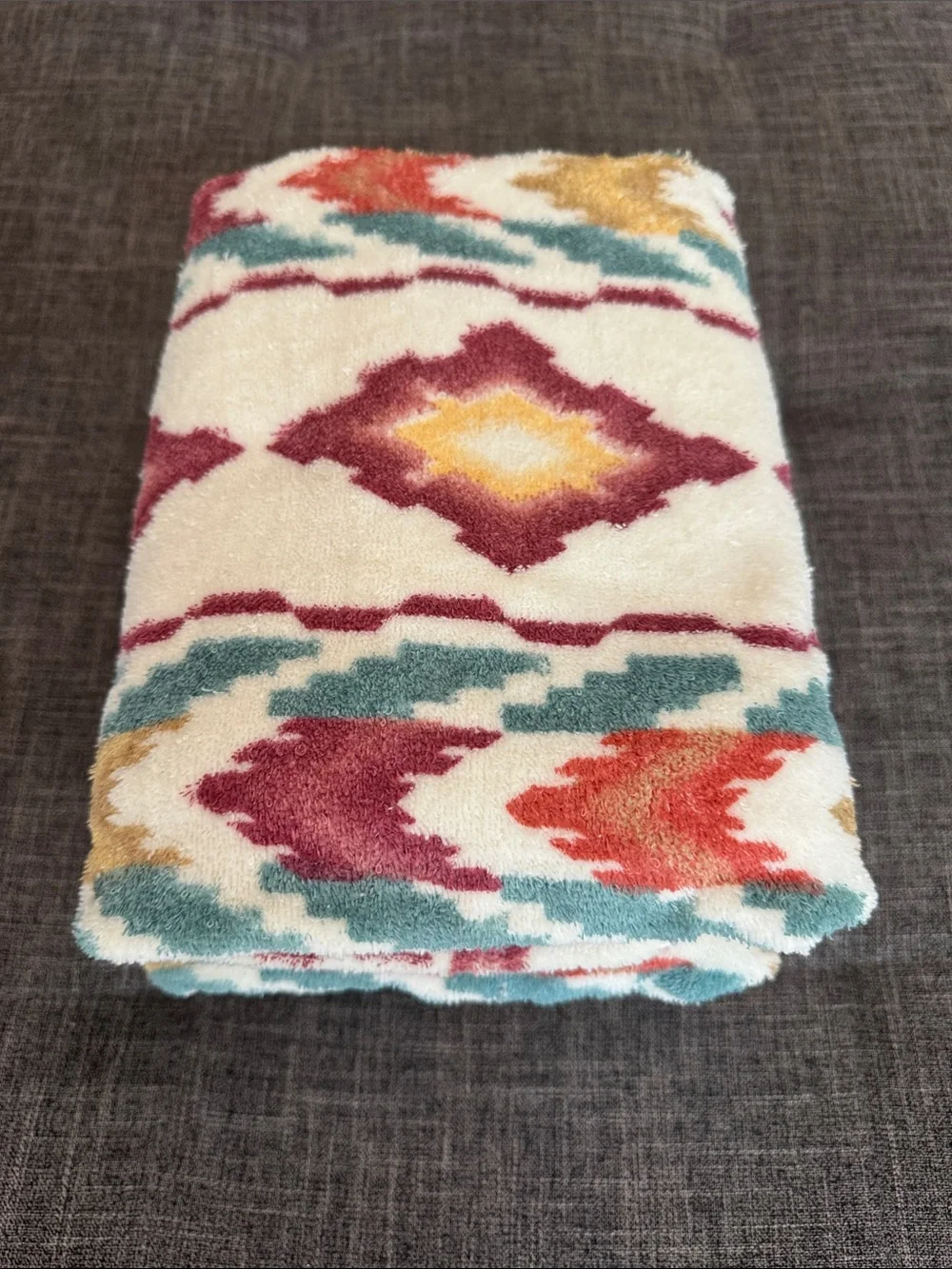 Vintage Southwest Aztec Bath Towel Set of 2 100% Cotton Western Boho Rework